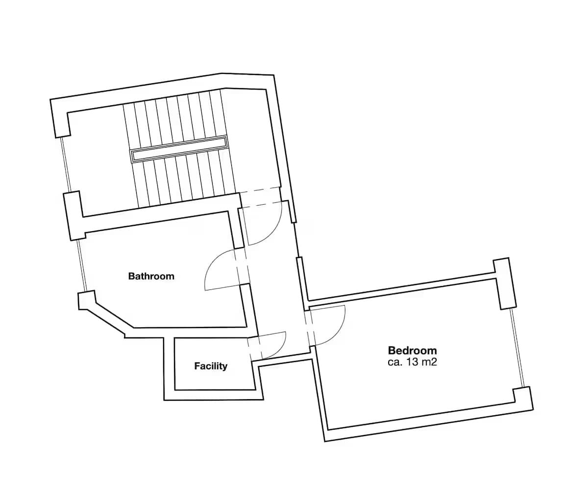 Grundriss von Schlafraum mit Badetraum Oase